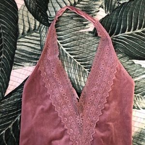 Forever 21 mauve velvet body suit